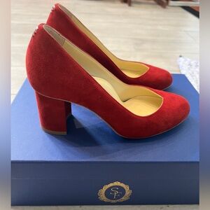Sarah Flint perfect round toe pump 70 in burgundy suede size 4.5 great condition
